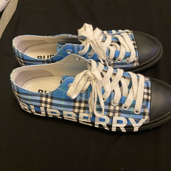 Burberry Blue Plaid Sneakers - Picture 1 of 4